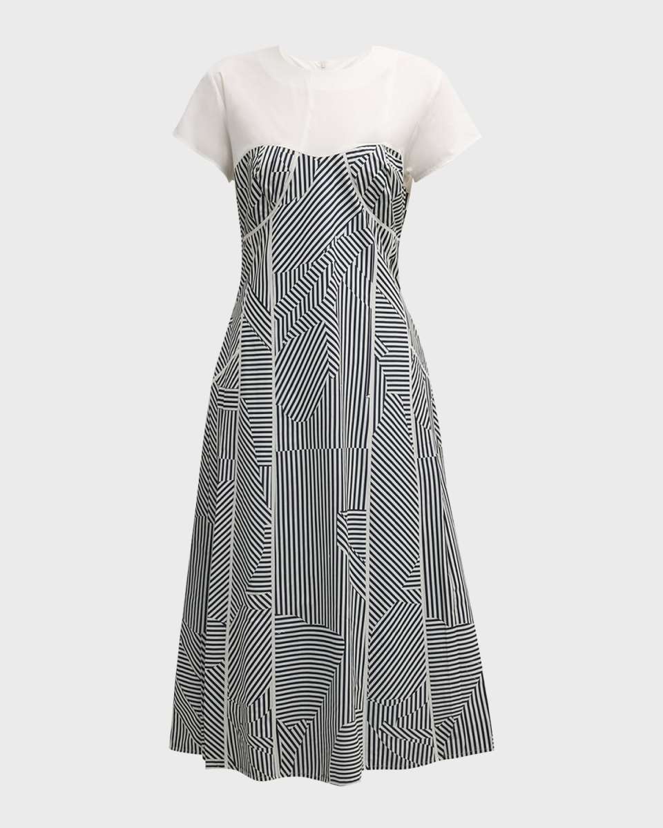 Stripes On Me A-Line Cotton Midi Dress